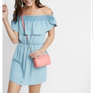 Express Off the Shoulder Denim Dress size …